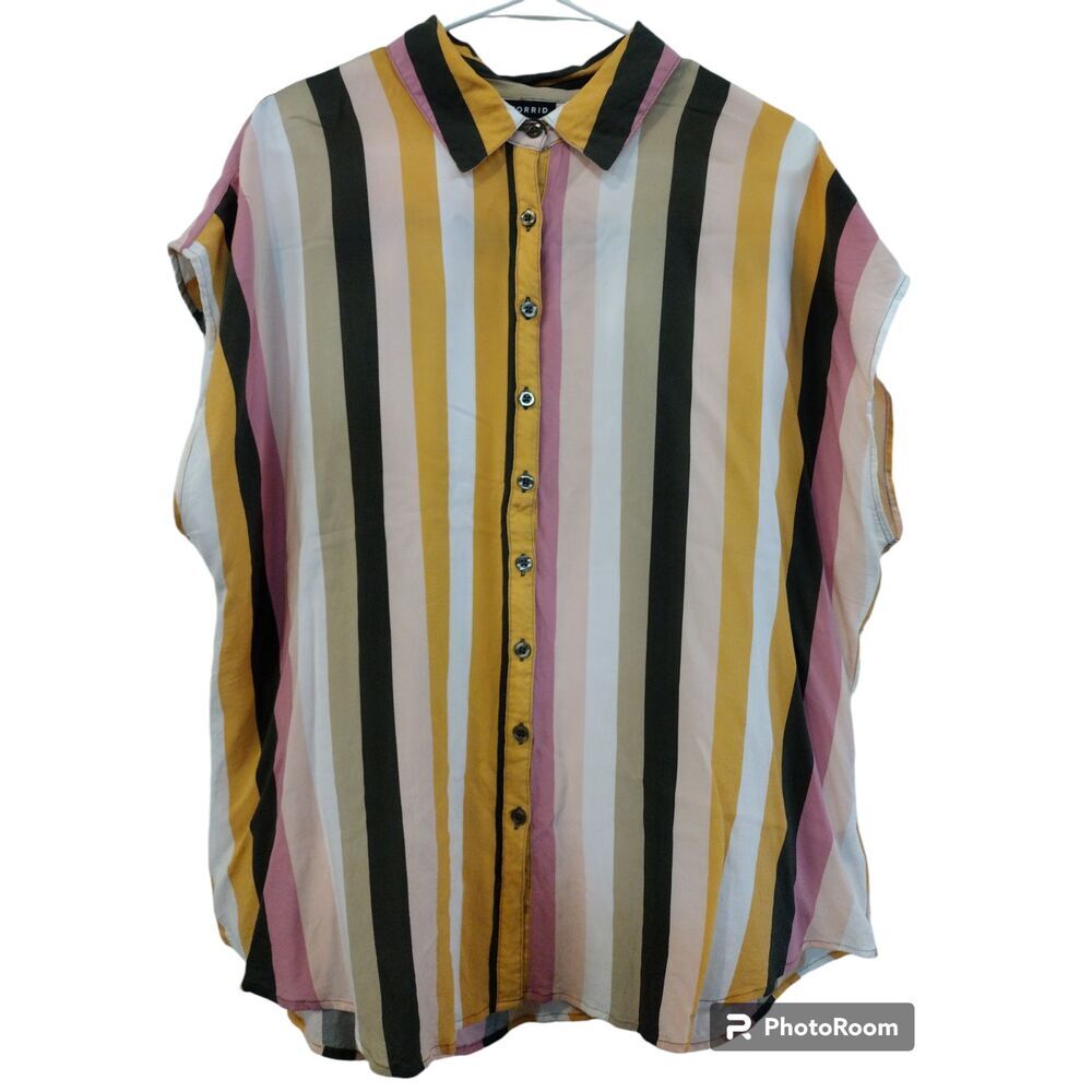 Torrid multi color Challis button down blouse‎ - image 2